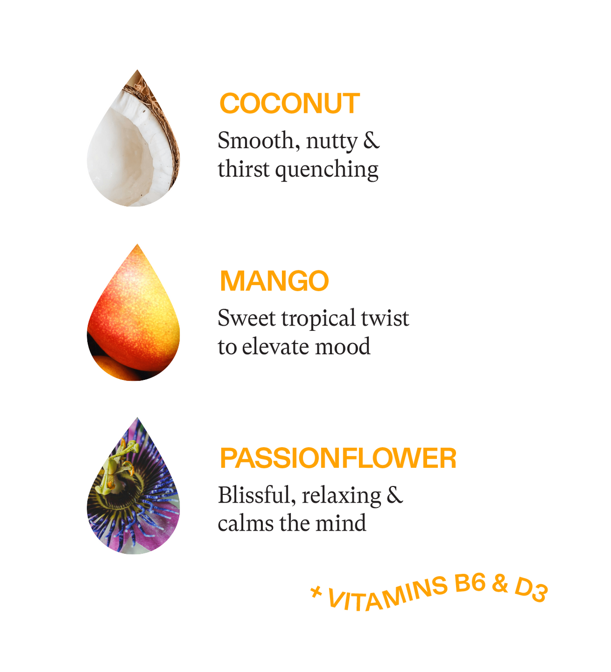 Coconut, Mango, & Passionflower natural infusion drop (12 drops)
